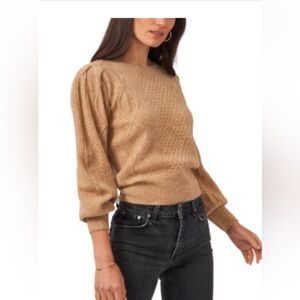 1. STATE VARIEGATED CABLES CREW SWEATER- SIZE X-LARGE-NWT-LATTE HEATHER COLOR